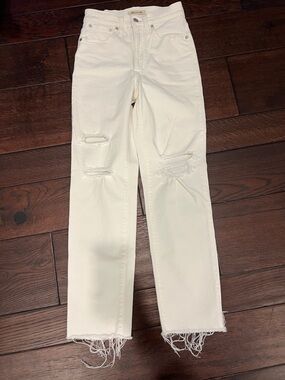 Madewell White Distressed the perfect vintage straight jean